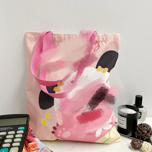 Japanese Style Cartoon Canvas Bag Women's Large Capacity Students'Tillage Bag Handheld Shoulder Ins Cute New Style Beaver Cartoon