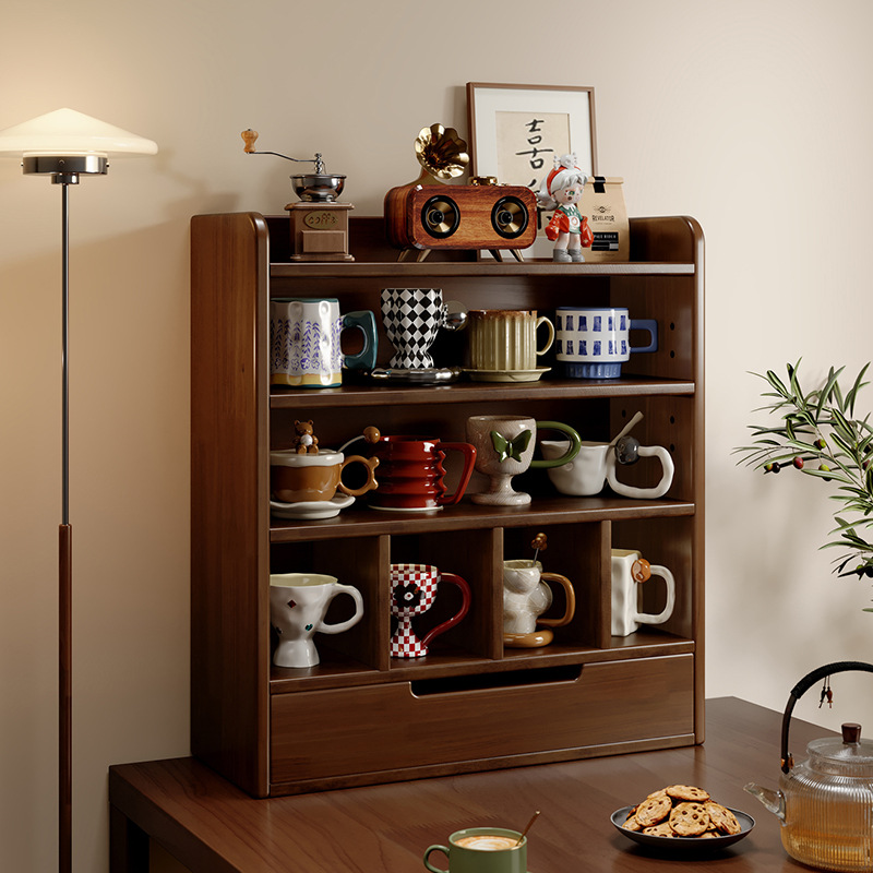 Taza de madera estante de mesa de comedor estante de almacenamiento taza de agua taza de menú colocado en el mostrador taza de café almacenamiento estante de exhibición
