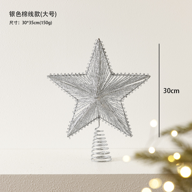 Árbol de Navidad hierro forjado estrella decoración con lámpara brillante estrella de penta de color champán árbol de Navidad decoración colgante