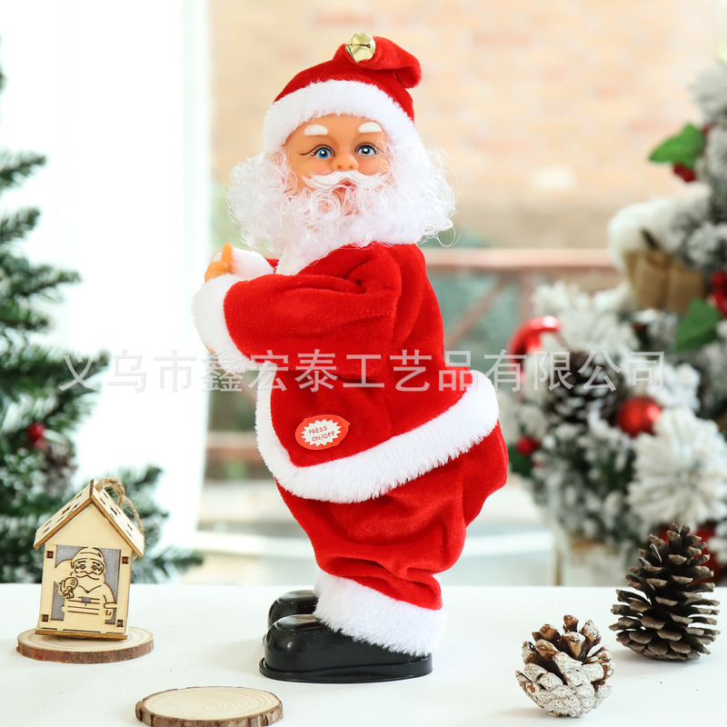 電動サンタクロースのお尻が動く面白い音楽付きウィンドウディスプレイ、クリスマスプレゼント、子供向けギフトおもちゃ|undefined