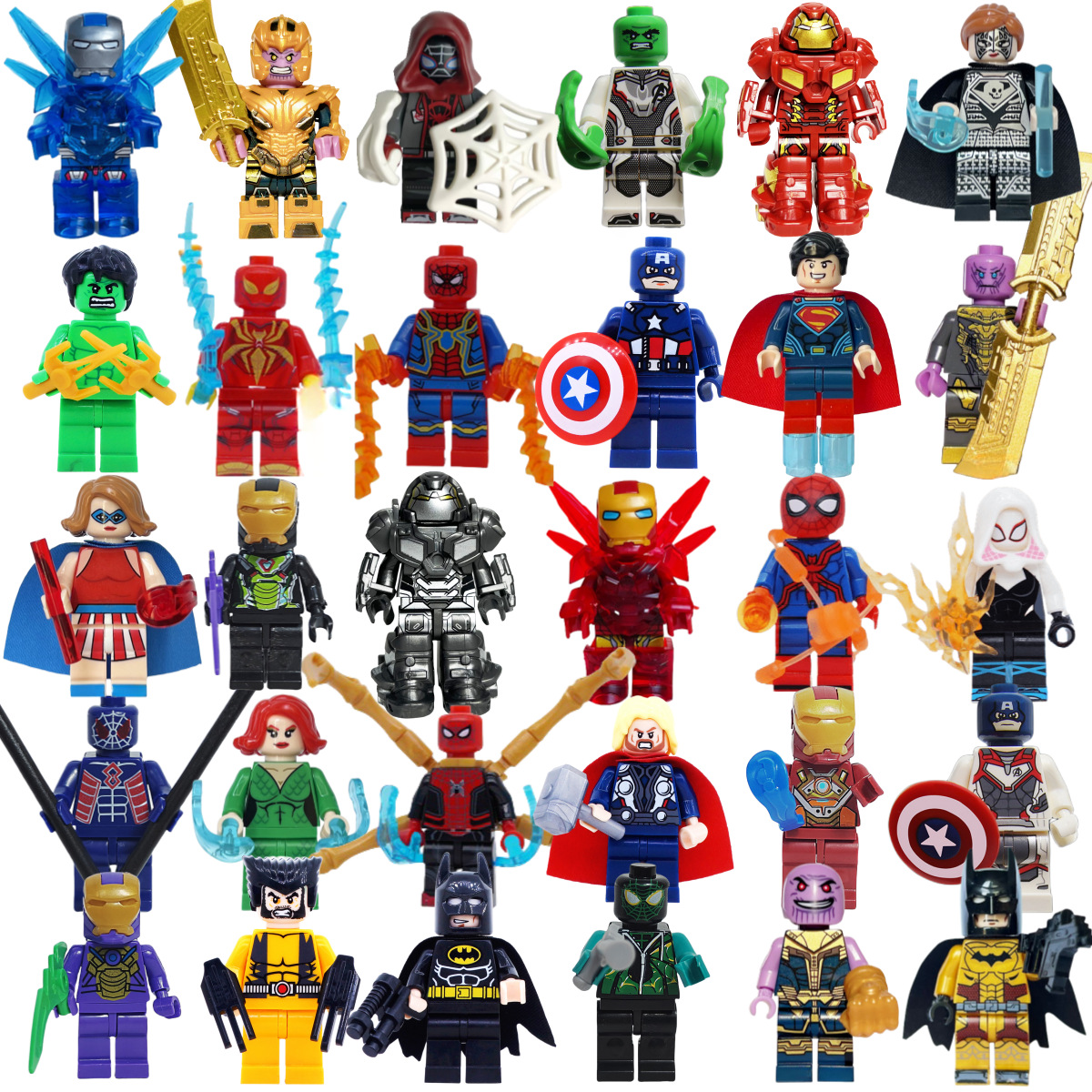 Cross-Border Small Particle Man Revenge Minifigure Building Blocks 30 Heroes Full Set of Minifigures Wholesale Kidsren's Assembly