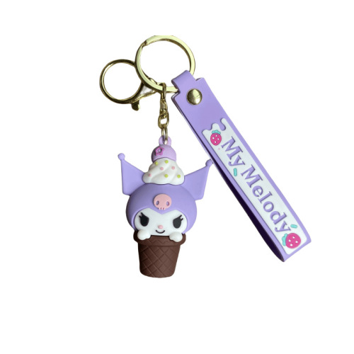 Ice cream Sanrio cartoon keychain cute Melody girls bag pendant car key chain small gift