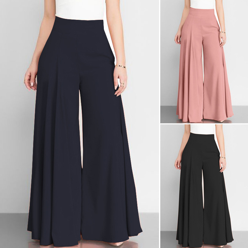 In-Stock Foreign Trade 2026 Ebay Aliexpress Wish Spring Ol Women's Solid Color High-Waisted Wide-Leg Pants Thin Casual Pants