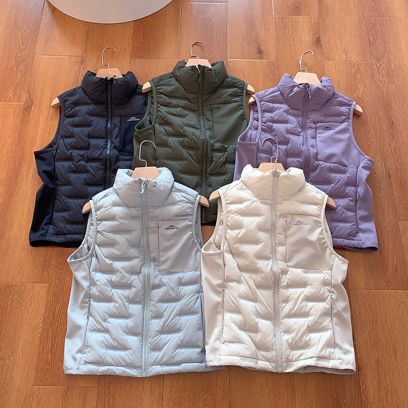 Outdoor Cycling Windproof and Warm down Vest for Women with Stand Collar, Light and Warm Inner Wear, Slim Sports Vest and down Jacket