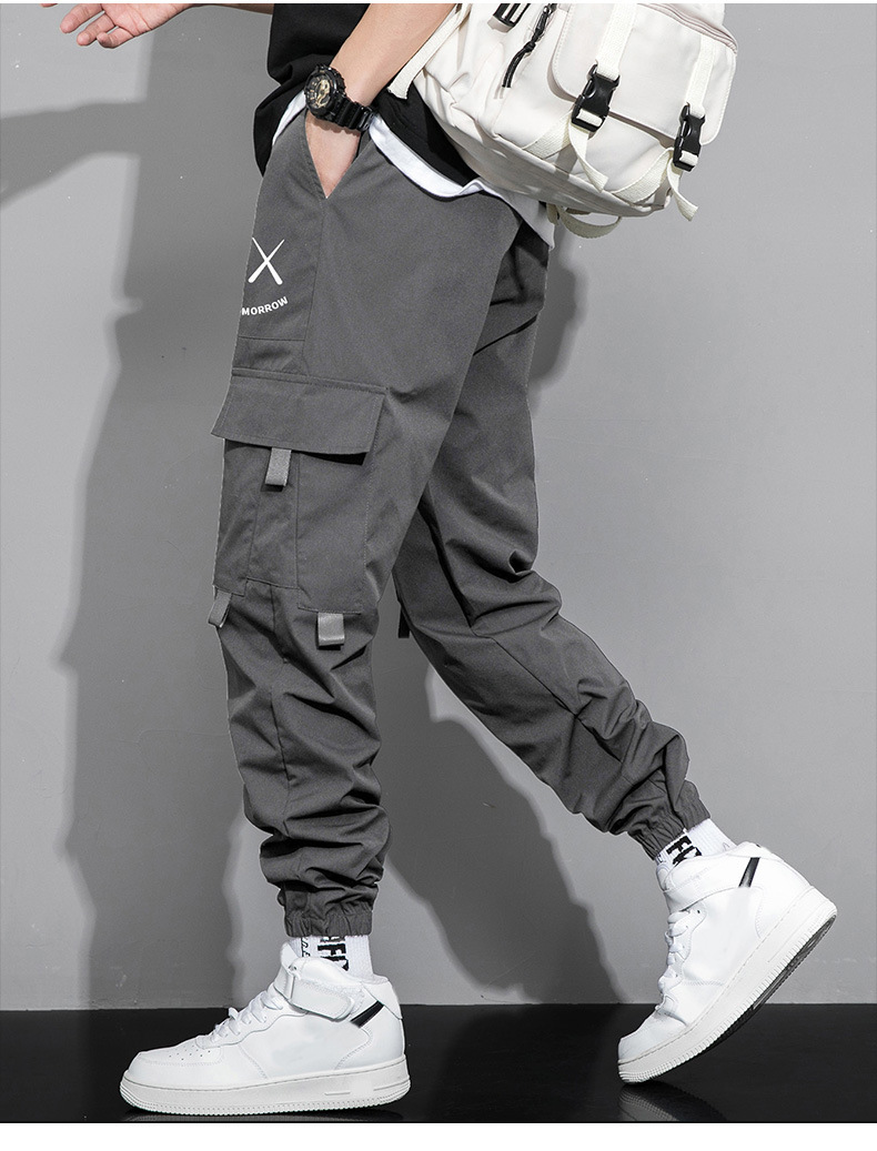 Men's Baggy Graphic Print Flap Pocket Drawstring Cargo Pants Regular Fit Casual Tactical Military Trousers Street Trendy Trousers for Men_voghion.com