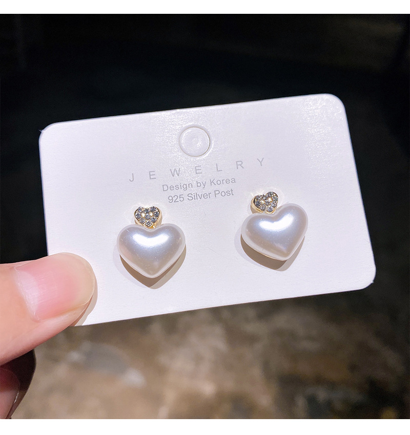 Opal Pearl 925 Silver Needle Stud Earrings Fresh And Simple Love Full Of Geometric Earrings Net Red~