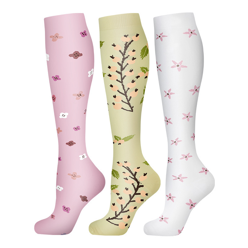 Calcetines de compresión transfronterizos Calcetines de pantorrilla Calcetines elásticos Deportes Ciclismo Correr Calcetines de yoga Calcetines de compresión de tubo largo para hombre Spot para mujer