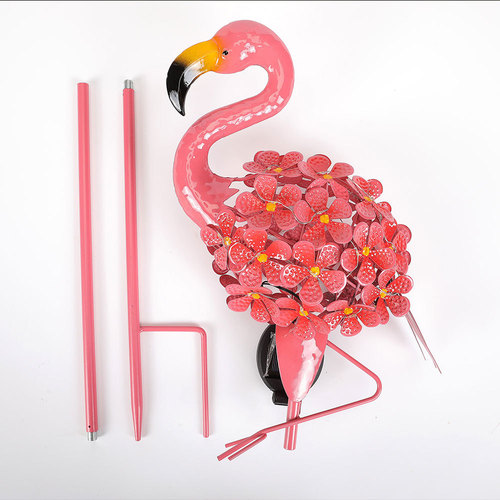 Outdoor solar LED garden light garden decoration animal shape lawn light flamingo iron floor lamp
