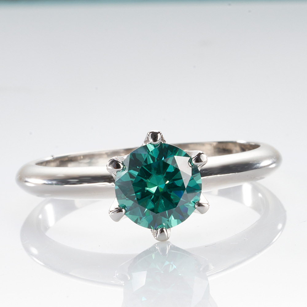 123 quilates púrpura turquesa anillo de moissanita lote de anillo de diamante de color D color sobre la prueba de penetración transfronteriza