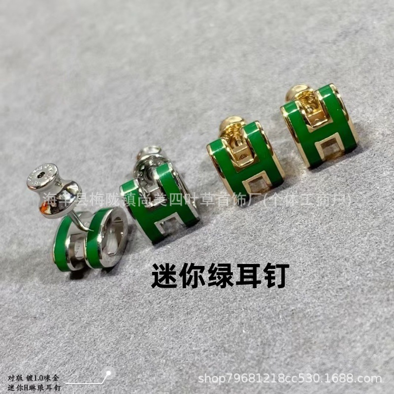 精工版V金H珐琅大号项链女mini锁骨链吊坠高级时尚百搭流行女耳钉|undefined