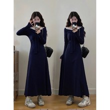 秋季新款韩版时尚气质显瘦连衣裙女小众蕾丝拼接长袖掐腰长裙子