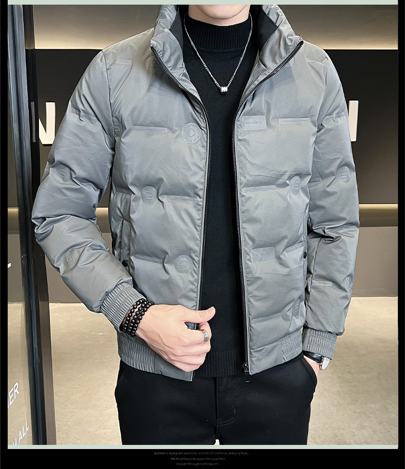 Piumino Giacca da uomo Autunno e inverno Giacca in cotone da uomo di tendenza con colletto in piedi casual di nuova moda_voghion.com
