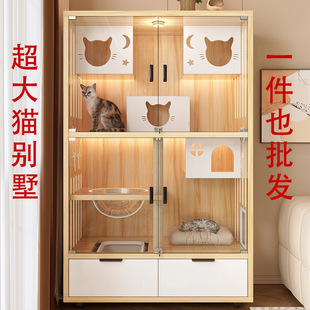 Factory Wholesale Eco-Friendly Cat Cage, Natural Wood Cat Villa, Free-Standing Cat House, Cat Cabinet, Cat Nest, Cross-Border Hot Sale