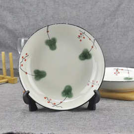 xyt手绘陶瓷餐具春意8寸饭盘5英寸米饭碗多用汤碗四个批发雪花瓷