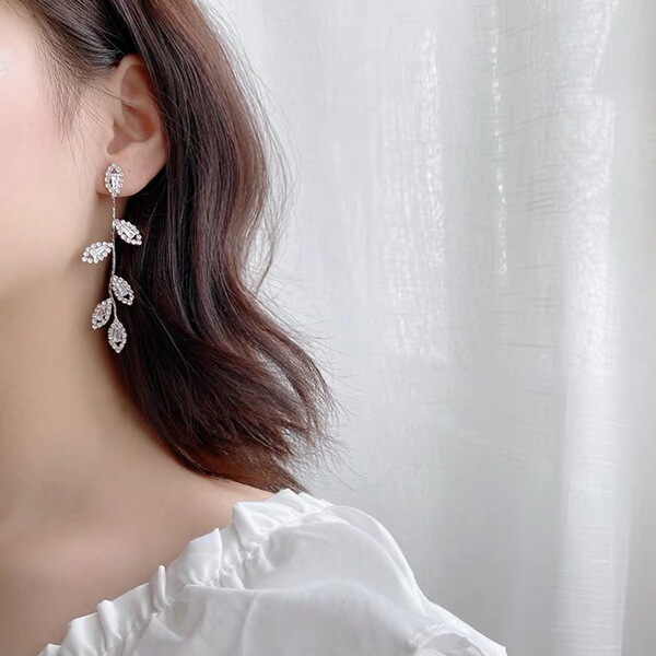 Long universal sophisticated earrings with zircon with tassels