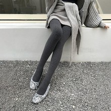 秋冬外穿加绒加厚打底裤袜日系高腰显瘦竖纹连裤袜踩脚保暖裤袜女