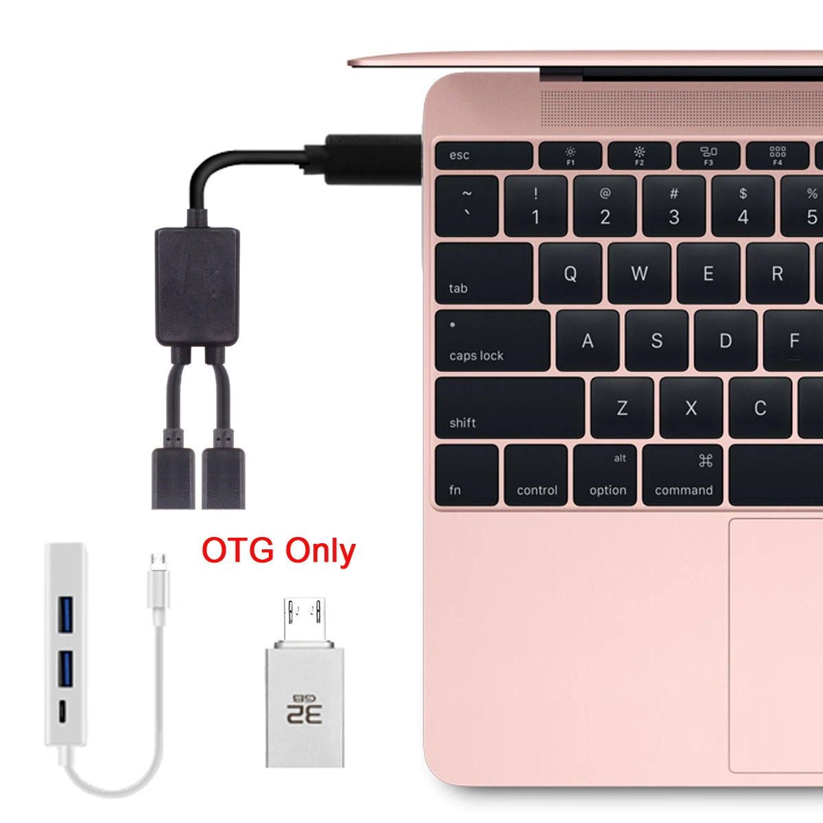 Type-C one-to-two USB-A HUB male-to-female one-to-two keyboard and mouse connection cable for mobile phones and tablets