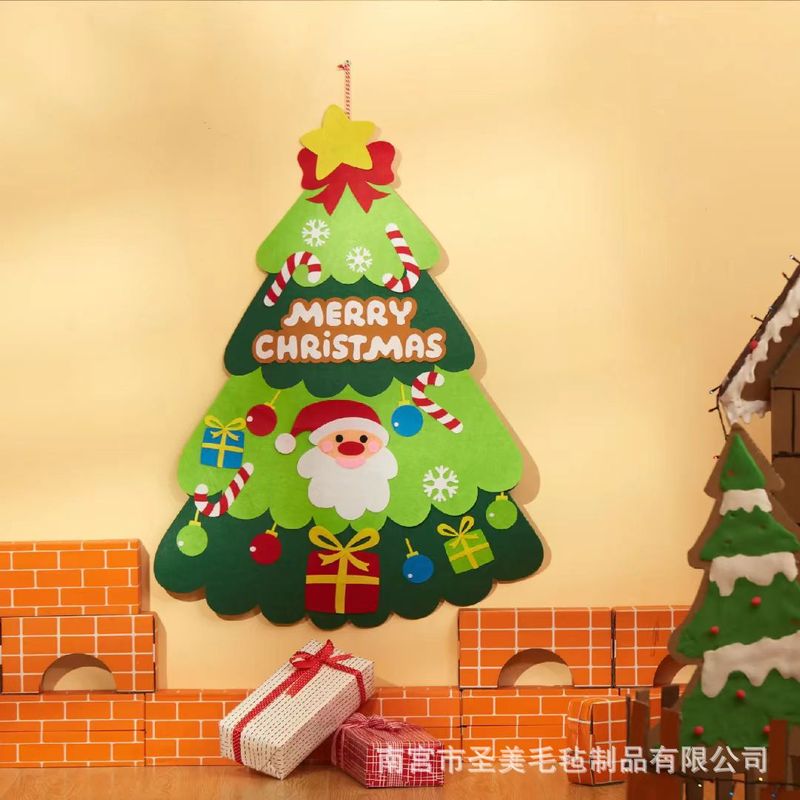 新款毛毡圣诞树挂件儿童手工益智diy圣诞节装饰无纺布立体圣诞树|undefined