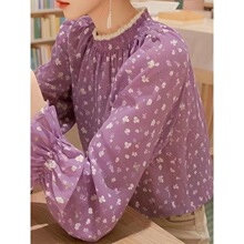 R 75651 Leopard Print Loose Long Sleeve Shirt ���Ƴ������