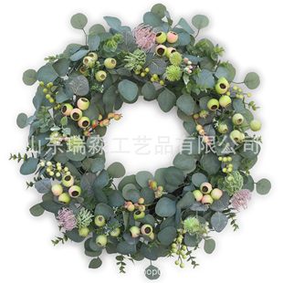 Cross-Border Wholesale Spring and Summer Garden Decoration Simulated Green Plant Vine Wreath Easter Home Courtyard Decoration Hanging Decoration