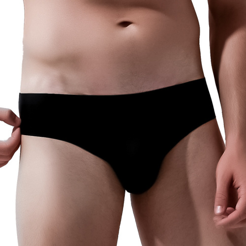 Men's ice silk seamless briefs men's summer shorts transparent ultra-thin personalized stamped breathable quick-drying underwear