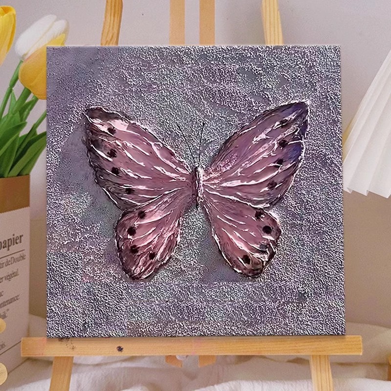 インスタイル蝶のテクスチャ油絵リビングルームテレビキャビネット装飾絵画デスクトップキャビネット絵画寝室のベッドサイド吊り壁画|undefined