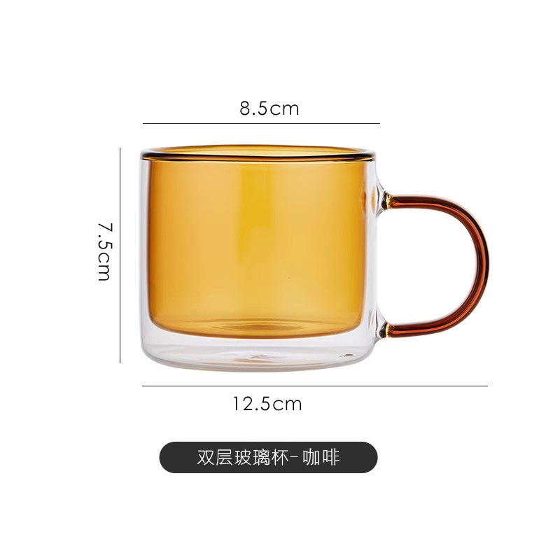 Traje DE ALTO aspecto taza de café de doble capa de vidrio con aislamiento de hielo taza de latte americano taza de desayuno taza de leche caja de regalo