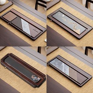 Heavy Bamboo Wujin Stone Tea Tray Whole Flat Household Simple Dry Soaking Tray Heavy Bamboo Large small size Tea Table Drainage Japanese Style