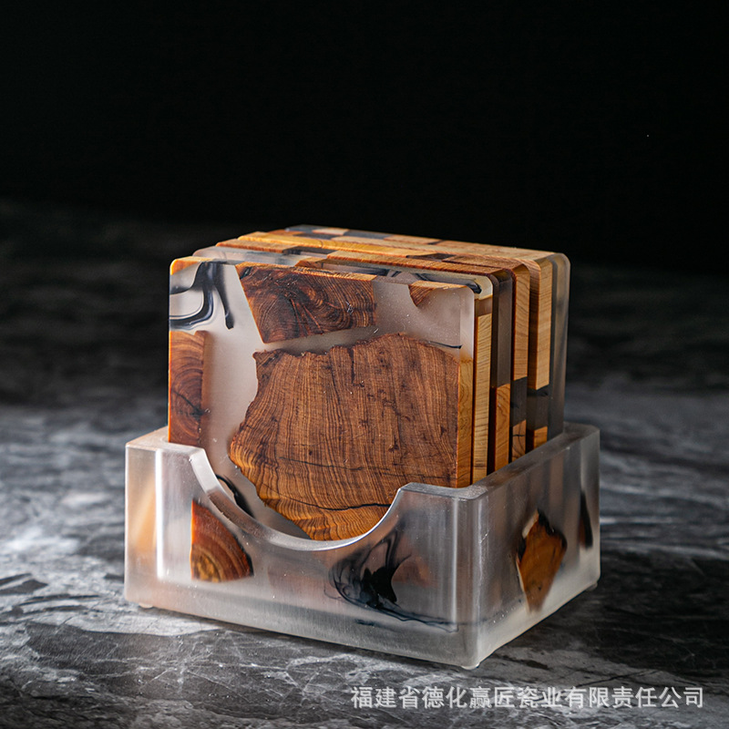 Taza de té de madera japonesa almohadilla de aislamiento térmico de resina simple porta taza junta creativa piezas de ceremonia del té accesorios caseros acantilados cojín de ciprado