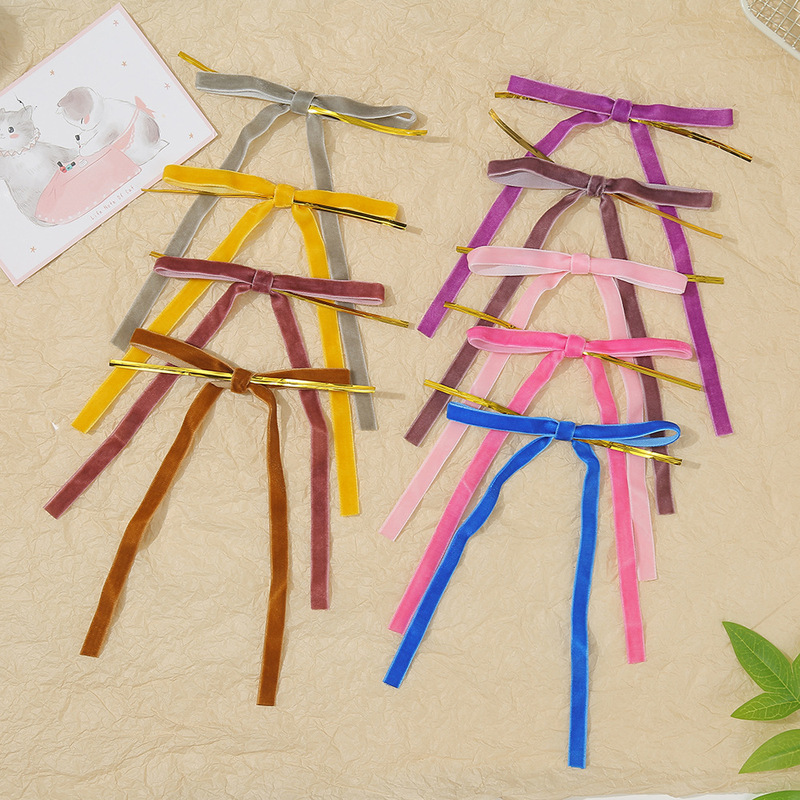 Cross-border flocked bow accessories, simple solid color bows, fireplace wreaths, Christmas tree gift box decoration materials