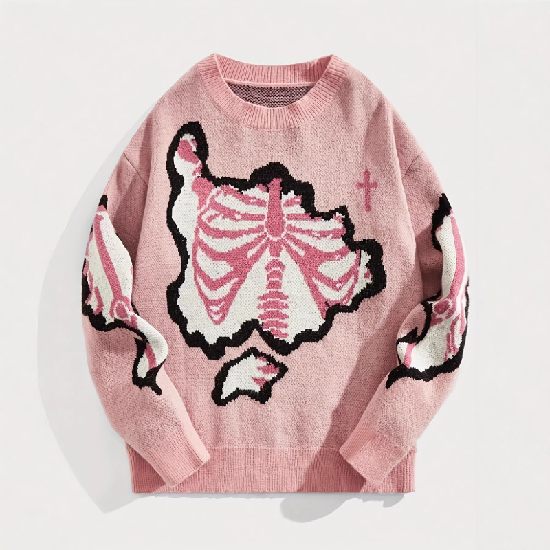 Women's Clothing 2024 Cross-Border Amazon European and American Y2K Style Ins Pullover Sweater Versatile Autumn Style Loose Fit Slimming Skull Design Women's Clothing 2024 Cross-Border Amazon European and American Y2K Style Ins Pullover Sweater Versatile Autumn Style Loose Fit Slimming Skull Design