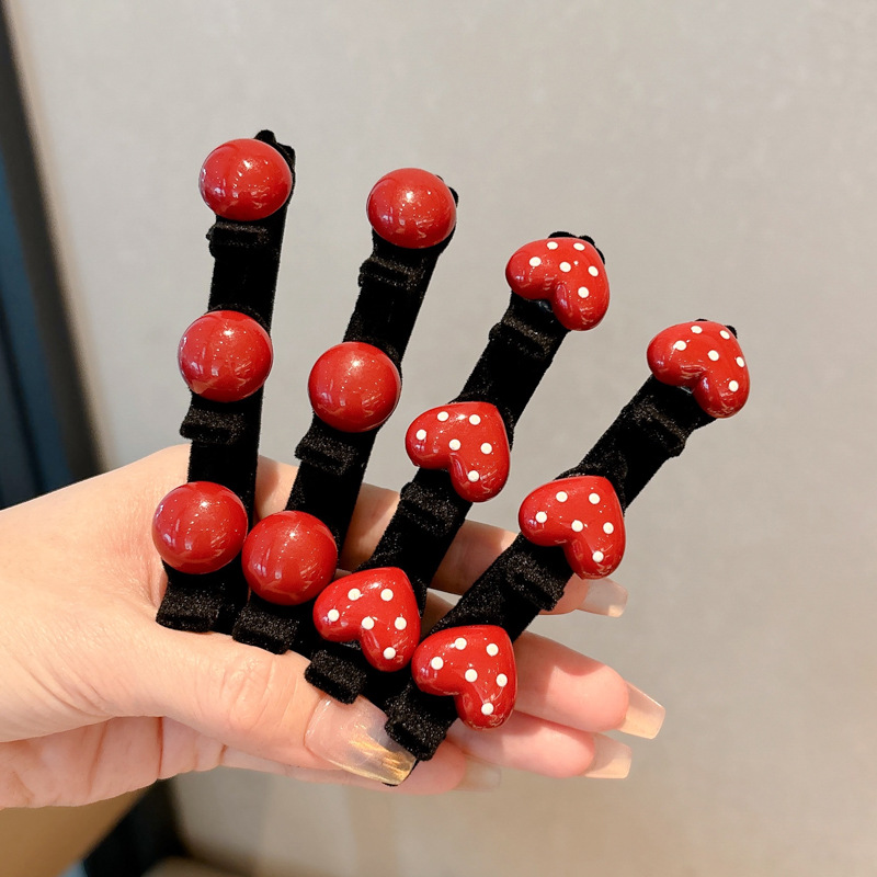 Otoño y invierno flocado Anchor Red Wave Point amor broca de cabello femenina alta sensación lateral frisa de acabado de cabello de artefacto broca de cabello