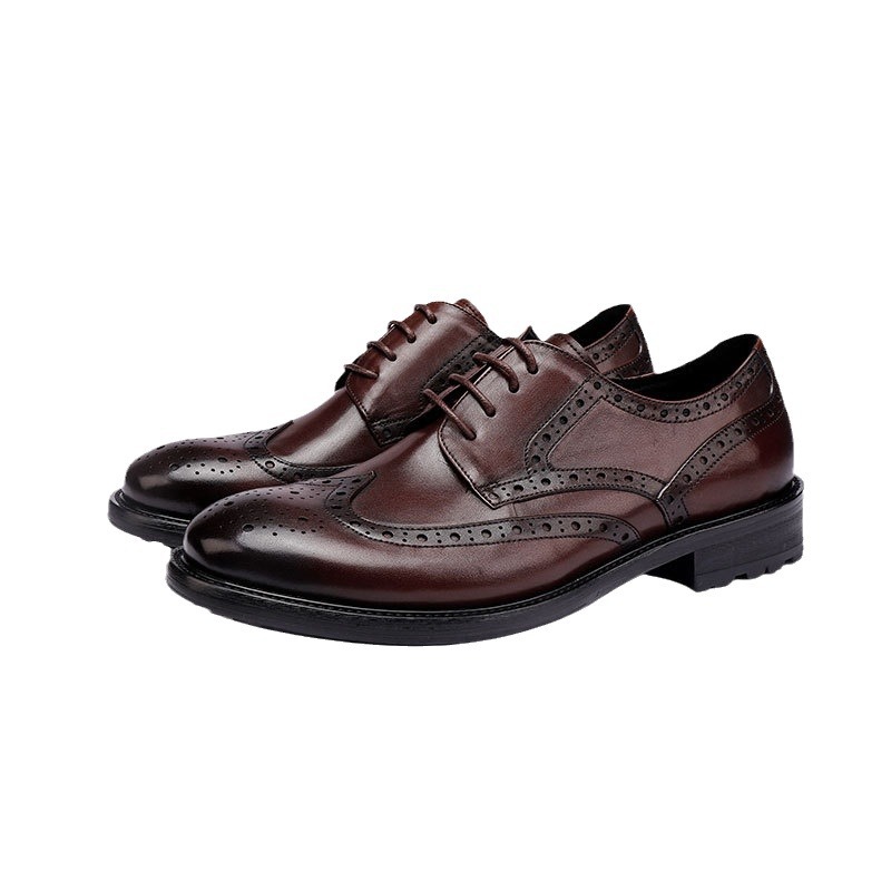 Plus-size leather shoes Business dress leather shoes for men British vintage wash horse Leather wedding shoes_vogvips.com