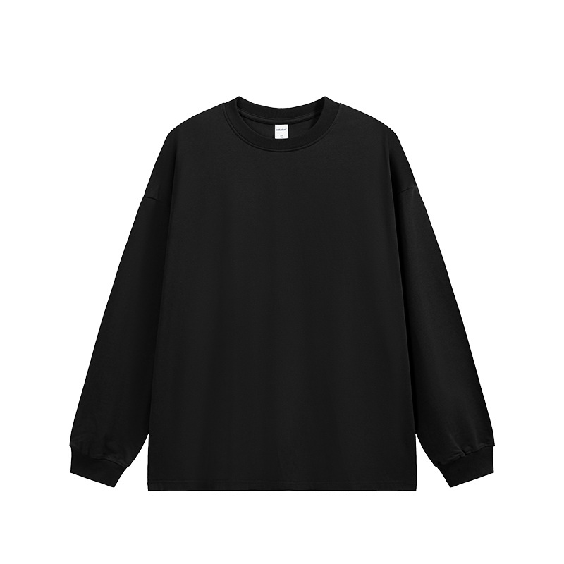 JIEZHAN | 305Gfog カラー長袖 Tシャツ 25 秋アメリカンソリッドカラーコットンルーズカップルボトリングシャツ