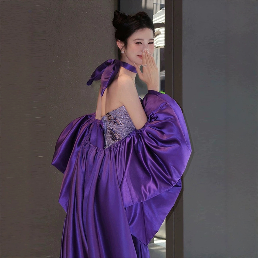 Elegant Purple Mermaid Evening Gown for Women Sophisticated Birthday Party Bridal Toasting Dress Unique Style Understated Luxury_ecoleips.com