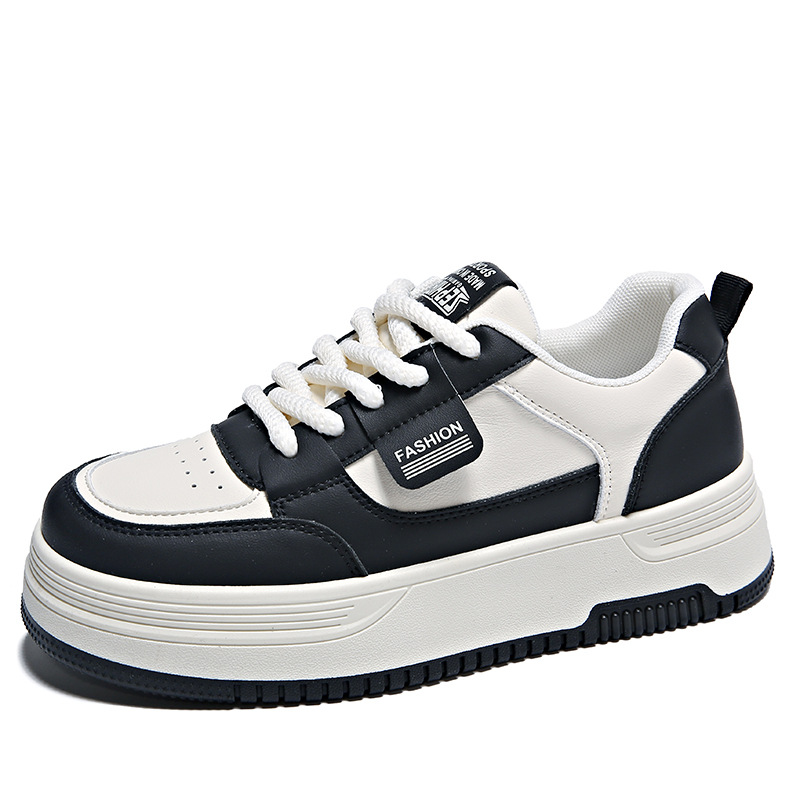 Zapatos blancos para mujer 2025 primavera nuevo estilo coreano versátiles zapatillas de suela gruesa que aumentan la altura zapatos casuales zapatos deportivos para mujer.