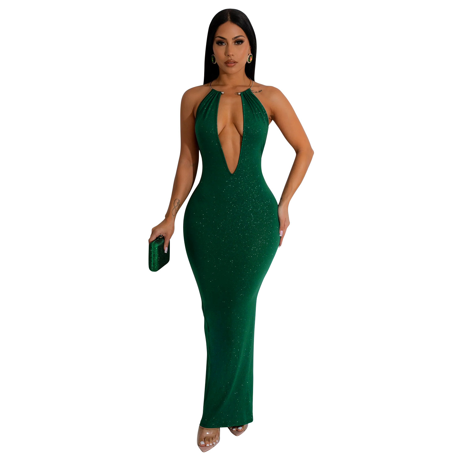 C6831 transfronteriza AliExpress Amazon europeo y americano de las mujeres de color sólido hueco backless vestido sin mangas vestido