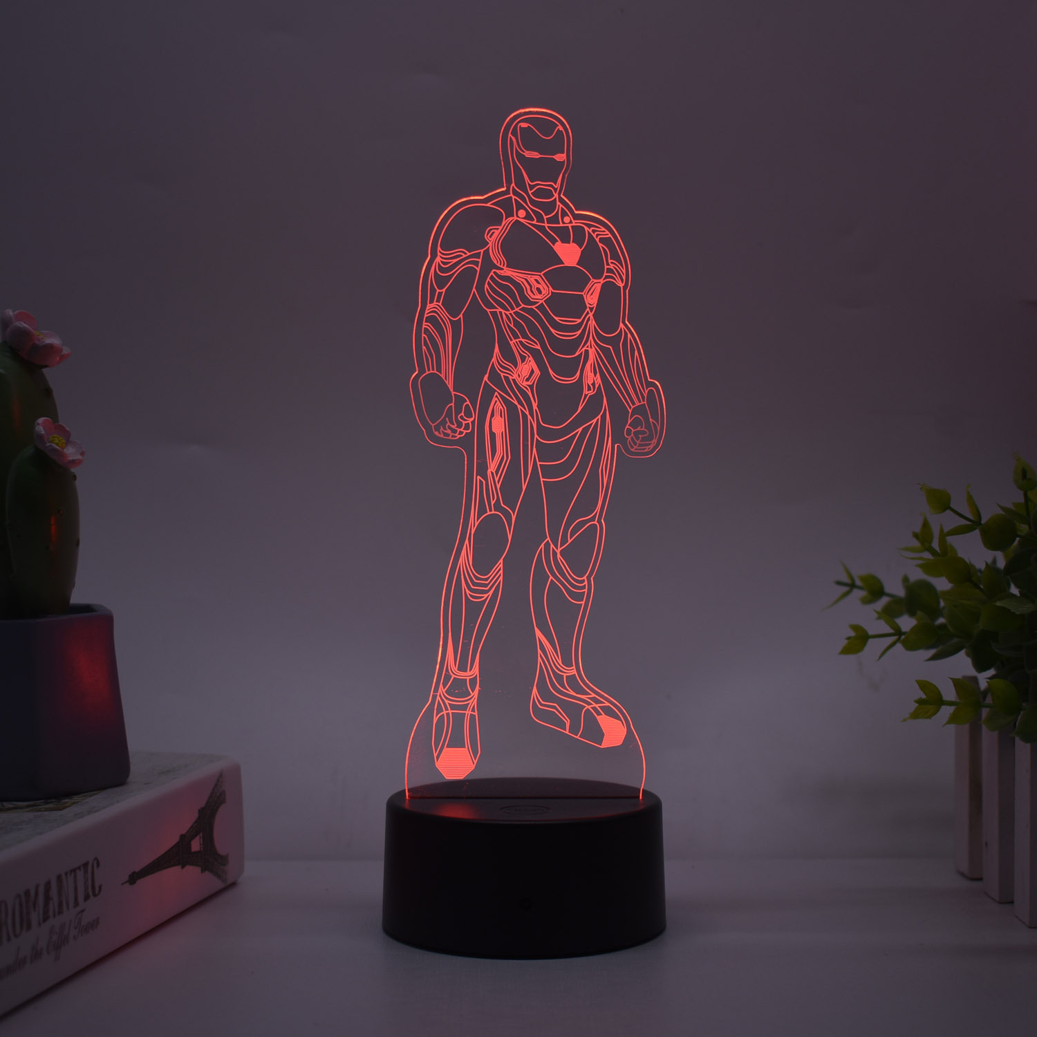 Transfronteriza serie de superhéroes Spider-Man Iron Man periférico 3D luz de la noche luz creativa pintura decoración adornos hechos a mano