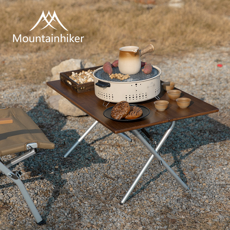 Mountainhiker山之客户外露营楠竹折叠桌野餐桌便携收纳对折三折