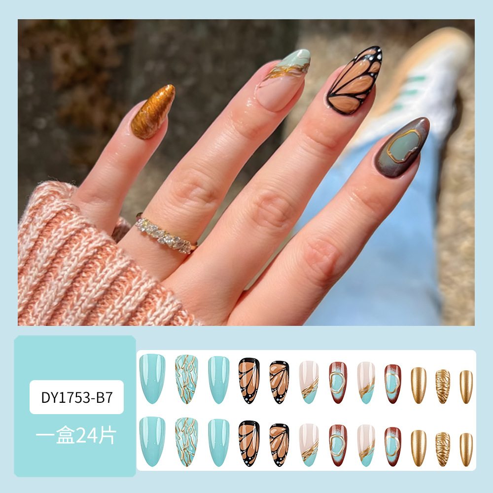 Venta caliente en Europa y América, parche de uñas dulce y fresco con incrustaciones de diamantes, uñas postizas de comercio exterior desmontables, piezas de uñas de uso transfronterizo terminadas image 12