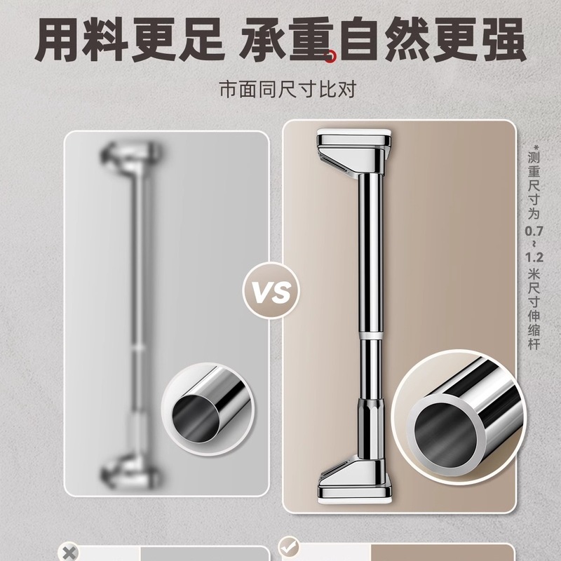 免打孔伸缩窗帘杆固定式阳台晾衣杆罗马杆衣柜卫生间撑杆墙上挂杆|undefined