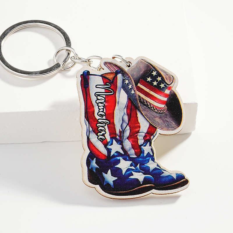 Retro Cowboy Style Shoe Metal Unisex Bag Pendant Keychain display picture 3