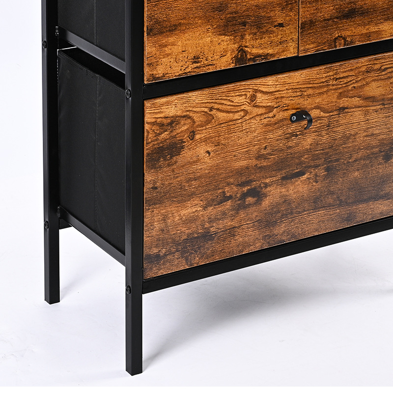 Casa sala de estar almacenar estanterías de oficina estanterías de piso de exposición de hierro y madera retro doble capa de tela ventilación simple