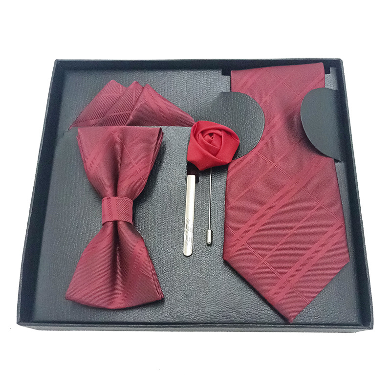 Directo de fábrica desgaste formal hombres corbata cuadrada bufanda caja regalo moda boda cena novio pajarita traje