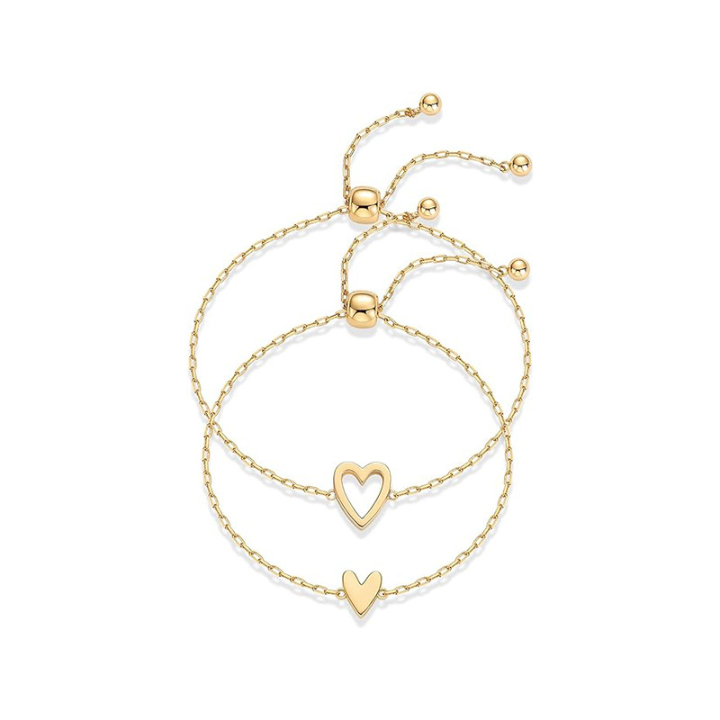 Sweet Girl Stainless Steel Heart-shaped Hollow Adjustable Bracelet Simple Ins Style Bracelet for Girlfriend