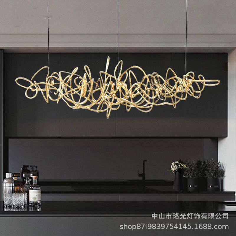 Luo Guang Chandelier Italian Model Home Light Luxury Restaurant Post-Modern Style Designer Long Bar Counter Creative Chandelier