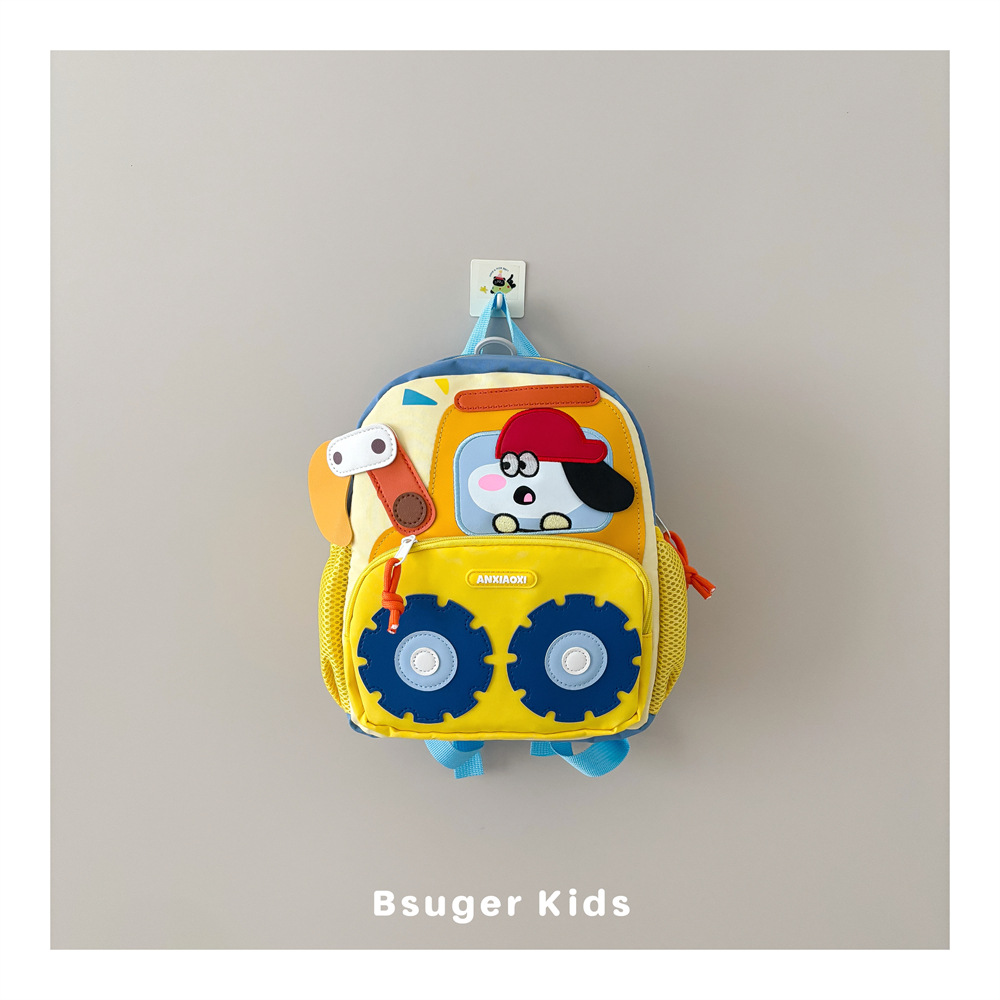 Cartoon Construction Vehicle Excavator Children's Backpack Kindergarten Boys and Girls Anti-Lost School Bag Lightweight Baby Backpack