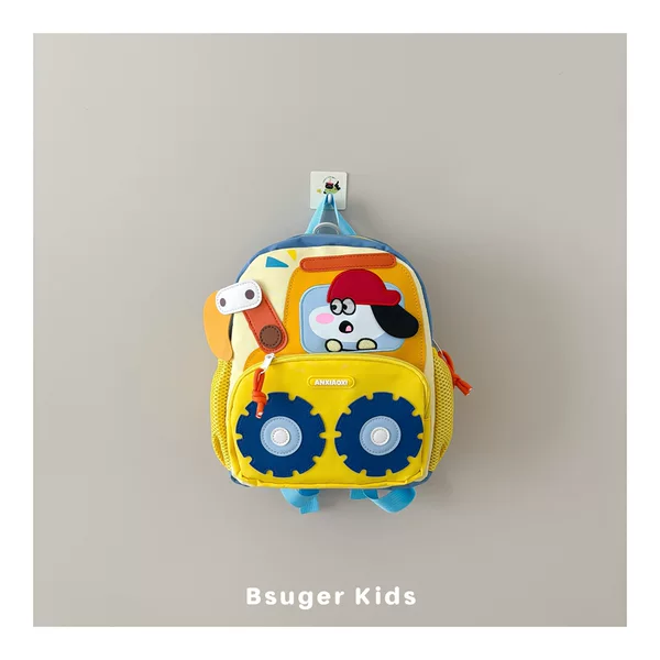 Cartoon Construction Vehicle Excavator Children's Backpack Kindergarten Boys and Girls Anti-Lost School Bag Lightweight Baby Backpack