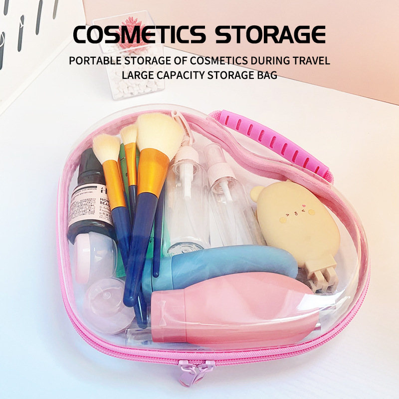 2026 Amazon Heart-Shaped Travel Storage Bag Set for Toiletries, Home Cosmetics, Toys, Zippered Hard Case