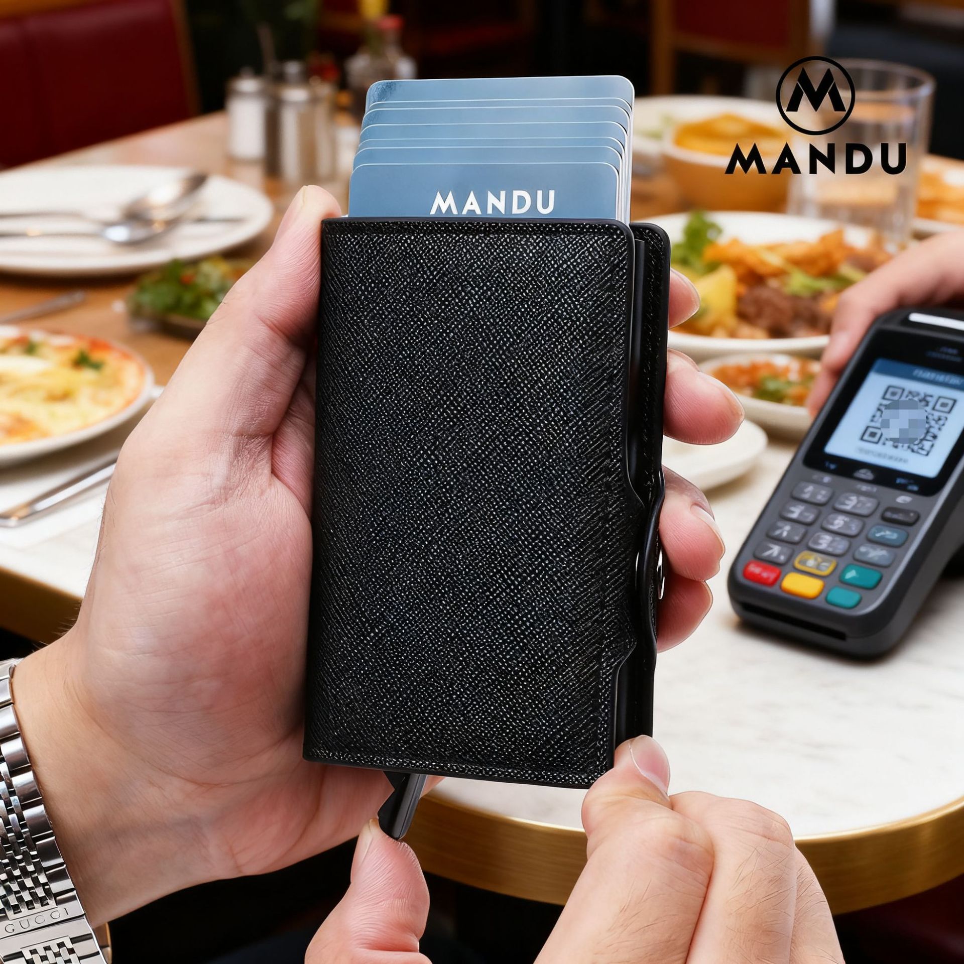 Tarjetero ultraligero con ranuras para múltiples tarjetas, estuche para tarjetas de aleación de aluminio resistente al desgaste, tarjetero de PU con sensación retro de alta gama, funda para tarjetas portátil, estuche para tarjetas.